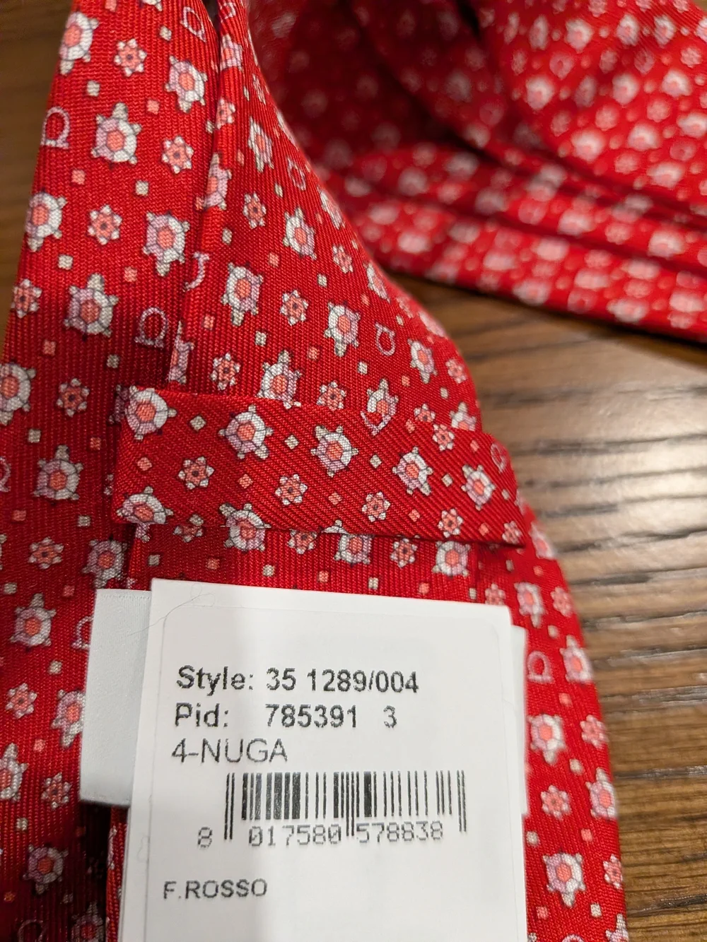 Salvatore Ferragamo Red Silk Tie with White Micro Pattern